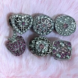 6 Sparkling Heart Collection Charm Bundle /Not Pandora